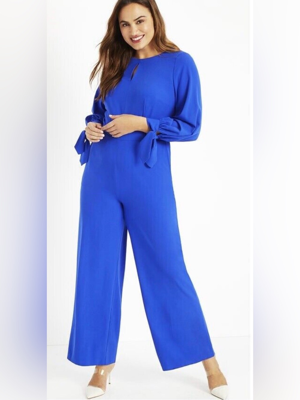ELOQUII Royal Blue Long Sleeve Women's Jumpsuit